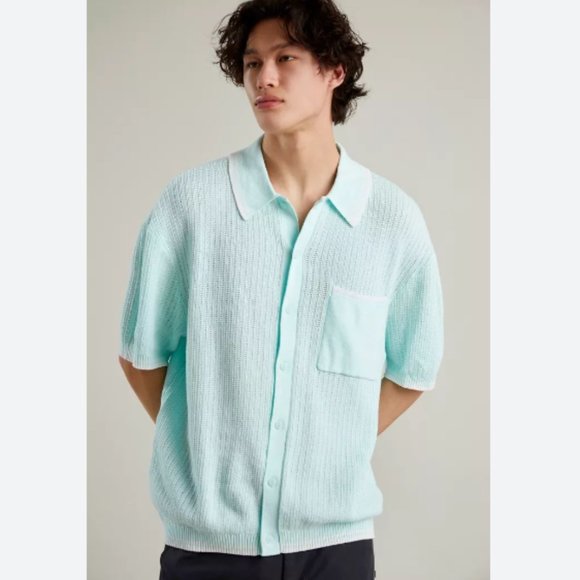 Standard/Cloth Men's Cotton Refine Button Up Polo Sweater - M - Picture 1 of 7